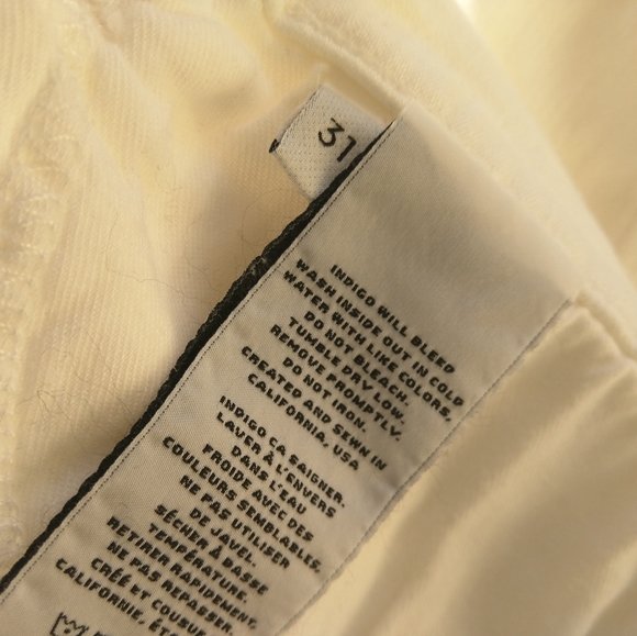 J Brand Cropped Low Rise Jeans 9326 White Distressed Cotton Skinny Raw Hem 31 - Picture 15 of 16